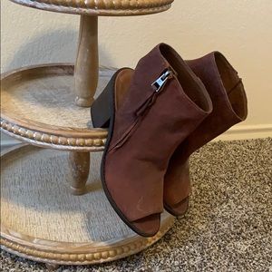 Lucky brand open toe & back zipper boots
